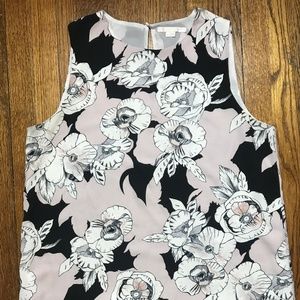 Pink and Black Floral Tank Top